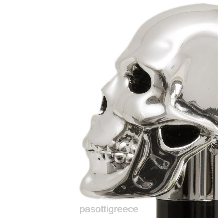 ομπρέλα | PASOTTI 189n 52417-42 w33 - ασπρόμαυρη ομπρέλα animalier με ασημί λαβή κρανίου διπλό ύφασμα 2N6B8539 γυναίκες